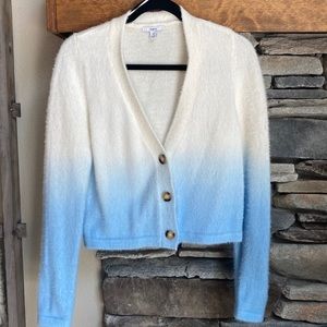 Bar III blue and cream ombré cropped cardigan